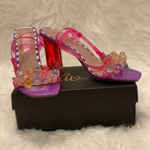 BETSEY JOHNSON Brodie Jeweled Ankle Strap Sandals